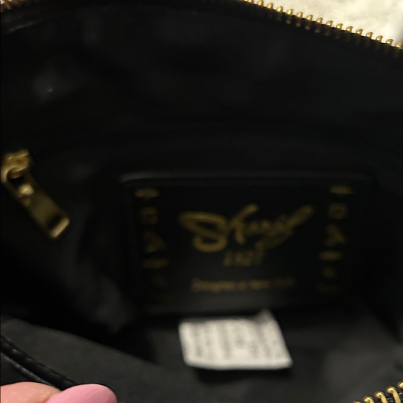 Sharif Black Iridescent Croc-Embossed Leather Bag NWT - Picture 12 of 16